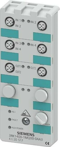 Siemens Dig.Industr. AS-I Kompaktmodul 4E/2A, IP67 3RK1400-1MQ00-0AA3