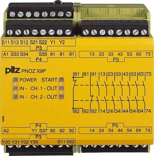 Pilz Not-Aus-Schaltgerät 24DC100-240ACDC7no2n PNOZ X9P #777606