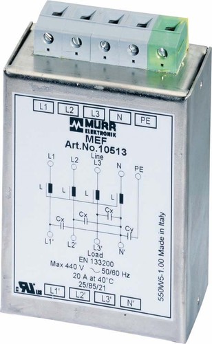 Murrelektronik Netzentstörfilter I:20A U:4x440 VAC MEF 3/1 N 20A T