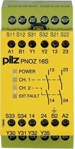 Pilz Not-Aus-Schaltgerät 230AC 24DC 2n/o 2so PNOZ 16S #774076