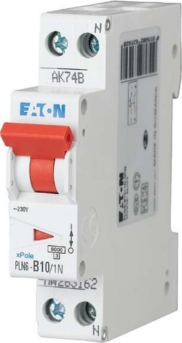 Eaton Leitungsschutzschalter 10A, 1p+N,Steckkl. B PLN6-B10/1N-DE