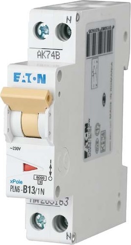 Eaton Leitungsschutzschalter 13A, 1p+N,Steckkl. B PLN6-B13/1N-DE