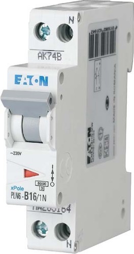 Eaton Leitungsschutzschalter 16A, 1p+N,Steckkl. B PLN6-B16/1N-DE