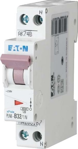 Eaton Leitungsschutzschalter 32A, 1p+N,Steckkl. B PLN6-B32/1N-DE