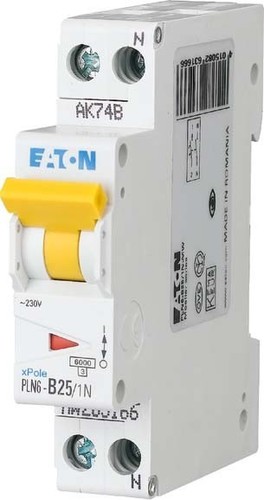 Eaton Leitungsschutzschalter 25A, 1p+N,Steckkl. C PLN6-C25/1N-DE