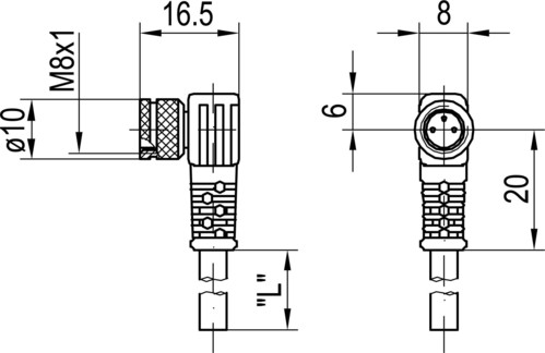 Sensopart Anschlusskabel 5m,4pol. Winkel PUR K4-5m-W-PUR