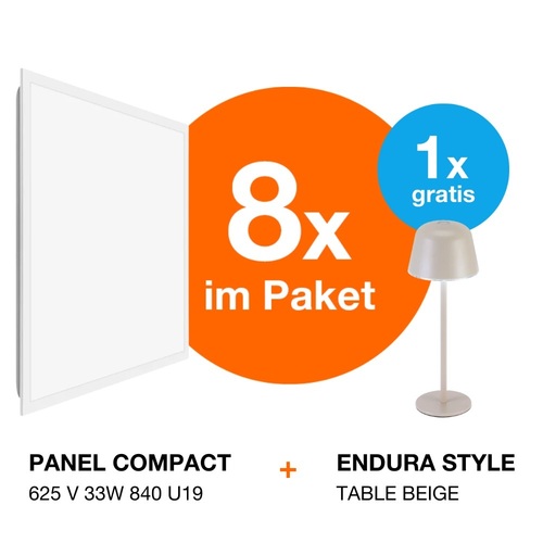 Ledvance Panel-Paket M625 beige 8xPLCOM +Akkuleuchte PanelPaket1 PLCOM625