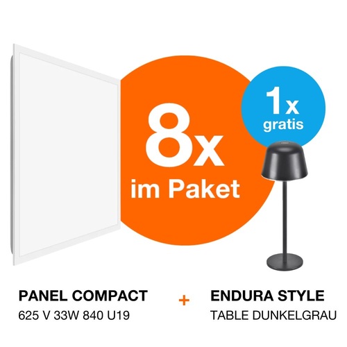 Ledvance LED-Panel-Paket M625 grau 8xPLCOM +Akkuleuchte PanelPaket2 PLCOM625