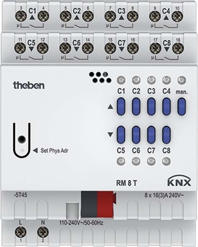 Theben Schalt-/Jalousieaktor 8-/4-fach, o.Erweit. RM 8 T KNX