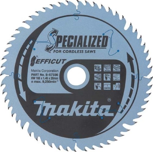 Makita SPECIALIZED Sägeblatt 165x20x56Z B-57336