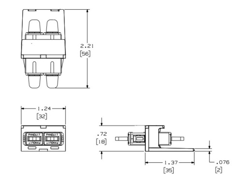 Panduit SC-Duplex Kupplung schwarz Keramikferrule CMDBUSCZBU