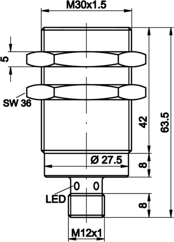 Ipf Electronic Sensor,ind.,M30x1,5 Steck. DC,pnp,no,sn=20mm,b IC300126