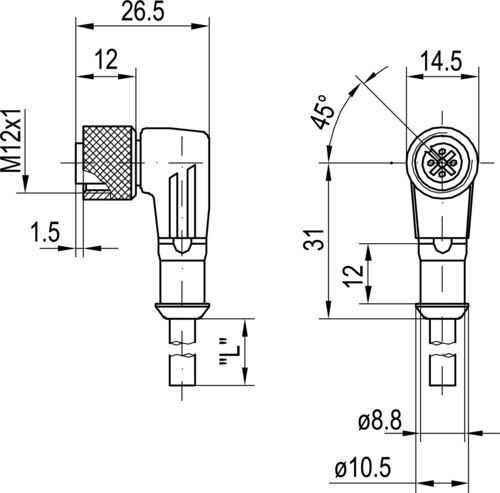 Sensopart Winkel -5000- L4-5m-W-PUR F 4p