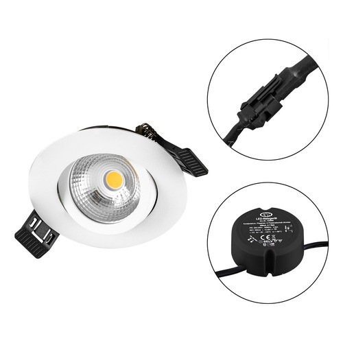EVN Lichttechnik LED-Einbauleuchte 230V 830, dim., weiß S060102