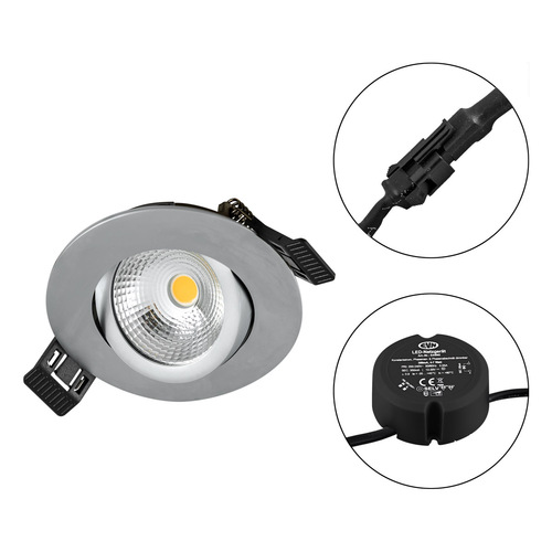 EVN Lichttechnik LED Einbauleuchte 230V 830, dim., chr.matt S061502