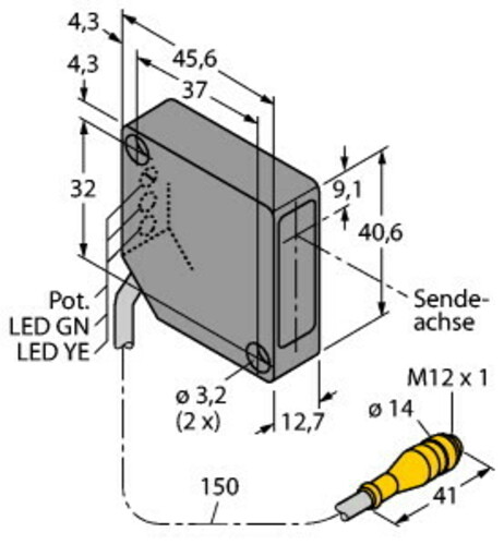 Turck Opto-Sensor Winkellichttaster PD45VP6C100Q