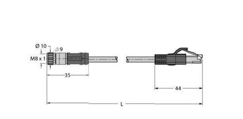 Turck Ethernetleitung Industriell PKGS4MRJ45S44143.5M