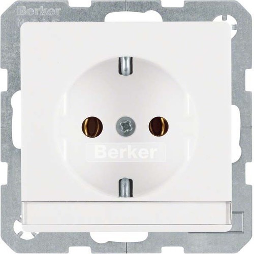 Berker SCHUKO-Steckdose pws/samt mit Beschr.-feld 47506089