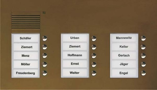 TCS Tür Control Audio Außenstation PUK 15 Tasten 3-spaltig UP PUK15/3-EB