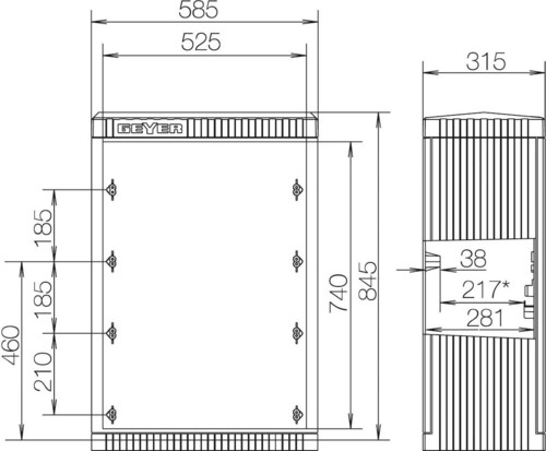 ABN Kabelverteilerschrank FB2,BH5,Gr.0/845mm SL080