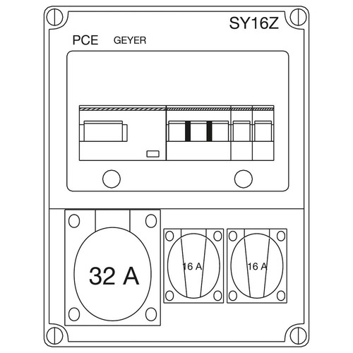 ABN Steckdosenkombi 1xCEE 32A,2xSchutz. SY16Z