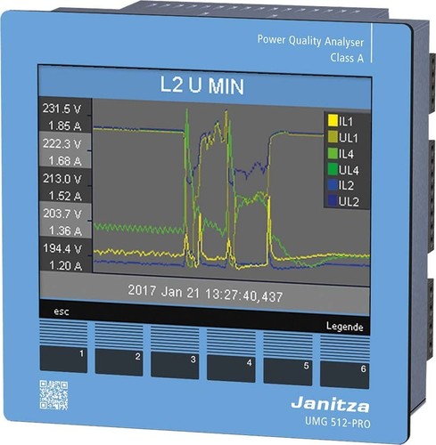 Janitza Electronic Spannungsqualitäts-Analys. Uh=95V-240V AC (UL) UMG 512 #5217011