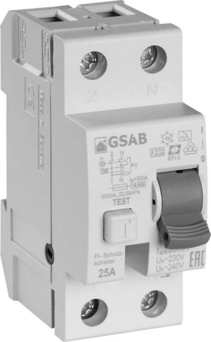 GSAB Elektrotechnik FI-Schutzschalter 25A, 2-pol. 30mA FI2-25-30