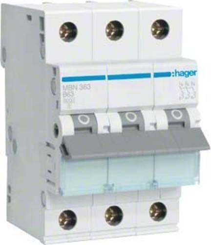 Hager Leitungsschutzschalter 3pol. B-63A, 6kA MBN363