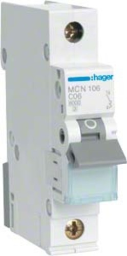 Hager Leitungsschutzschalter 1pol. C-6A, 6kA MCN106