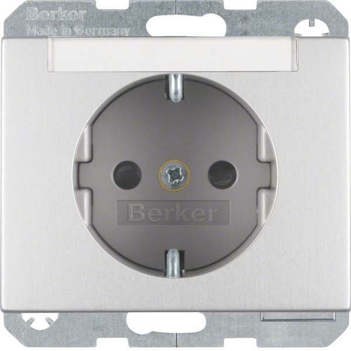 Berker SCHUKO-Steckdose aluminium m. Beschriftungsfeld 47387003