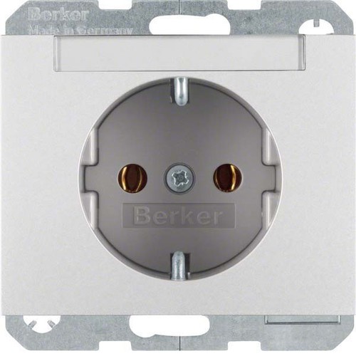 Berker SCHUKO-Steckdose aluminium m. Beschriftungsfeld 47397003