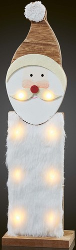 Hellum LED-Weihnachtsmann aus Holz m.Kunstfell 522181