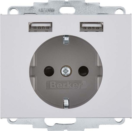 Berker Steckdose SCHUKO/USB K.x, aluminium matt 48037003