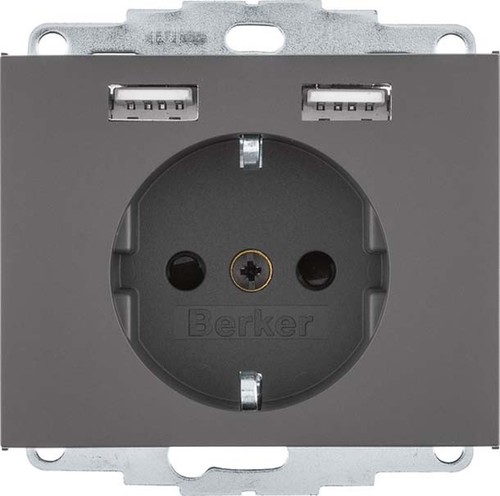 Berker Steckdose SCHUKO/USB K.x, anthrazit mt. 48037006