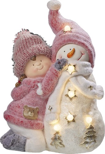 Hellum LED-Figur Mädchen mit Schneemann 524024