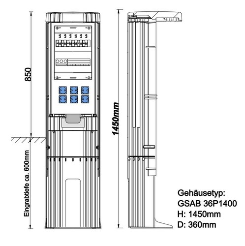 GSAB Elektrotechnik Poller rund mit Sockel 36P1400MFP6S