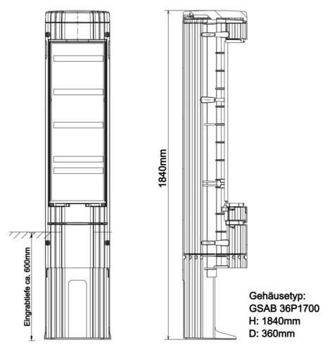 GSAB Elektrotechnik Poller rund mit Sockel 36P1700K5