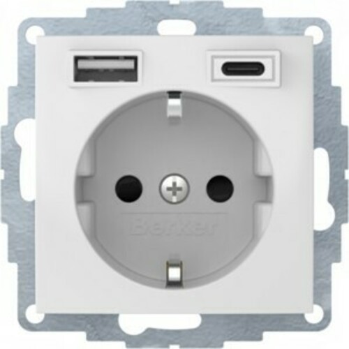 Berker Steckdose SCHUKO/USB polarweiß glänzend 48048989