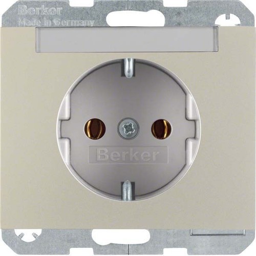 Berker SCHUKO-Steckdose edelstahl m.Beschriftungsfeld 47397004