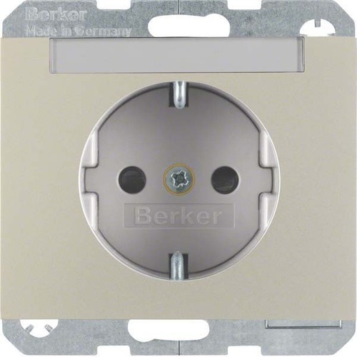 Berker SCHUKO-Steckdose edelstahl m.Beschriftungsfeld 47387004