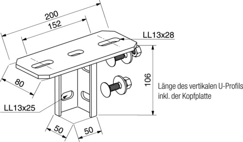 Rico Kopfplatte für U-Profil 60x40 16A8-40