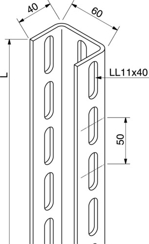 Rico U-Profil 60x40 300mm lg. 16A7-300