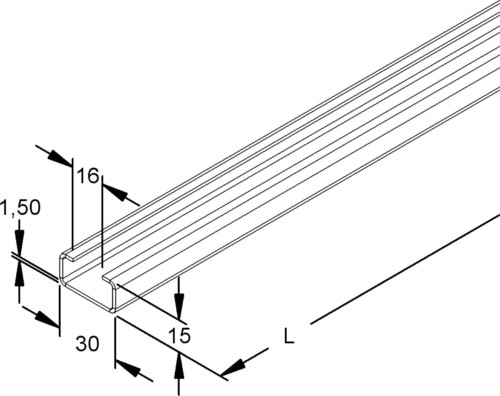 Rico C-Profilschiene 30x15mm, gelocht 15F2-3000-C