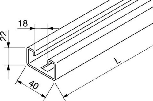 Rico C-Profilschiene 40x22mm, gelocht 15F2-3000-L