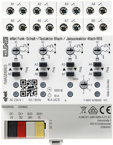 Jung Funk-Schalt/Jalousie-Aktor 8-/4-kanalig, REG FM AS 816 REG