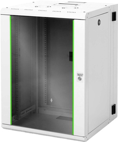 DIGITUS Wandschrank mit Glastür RAL 7035 H=802mm DN-19 16-U-3