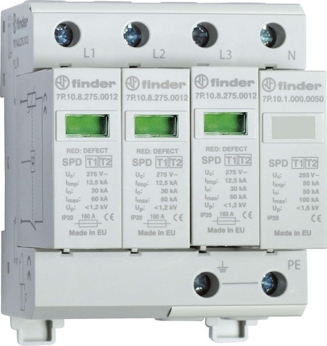 Finder Überspannungsableiter Typ 1, TN-S/TT, 3-ph 7P.14.8.275.1012