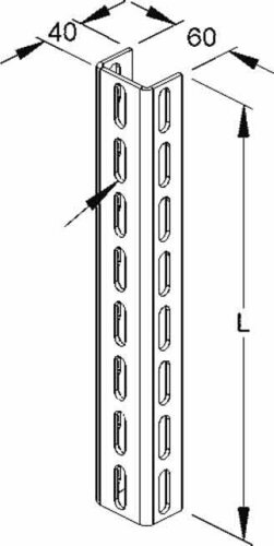 Niedax U-Profil 60x40x300mm, gelocht U 6040/300 E3