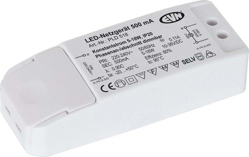 EVN Lichttechnik LED-Netzgerät 500mA 5-18 W PLD 518