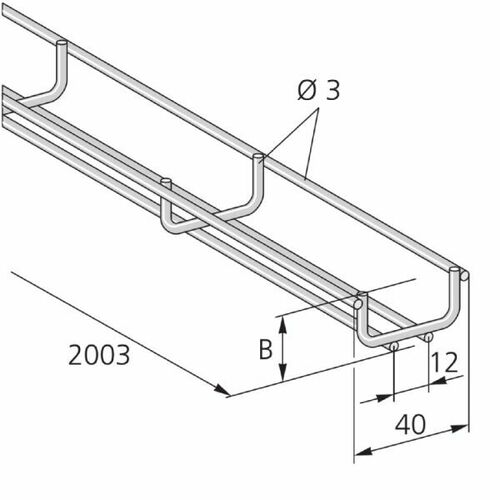 Pflitsch Gitterkanal D=3mm,L=2003mm GK 40x35 V4A